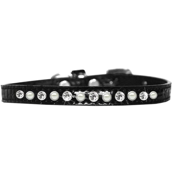 Mirage Pet Products Pearl and Clear Jewel Croc Dog CollarBlack Size 12 720-08 BKC12
